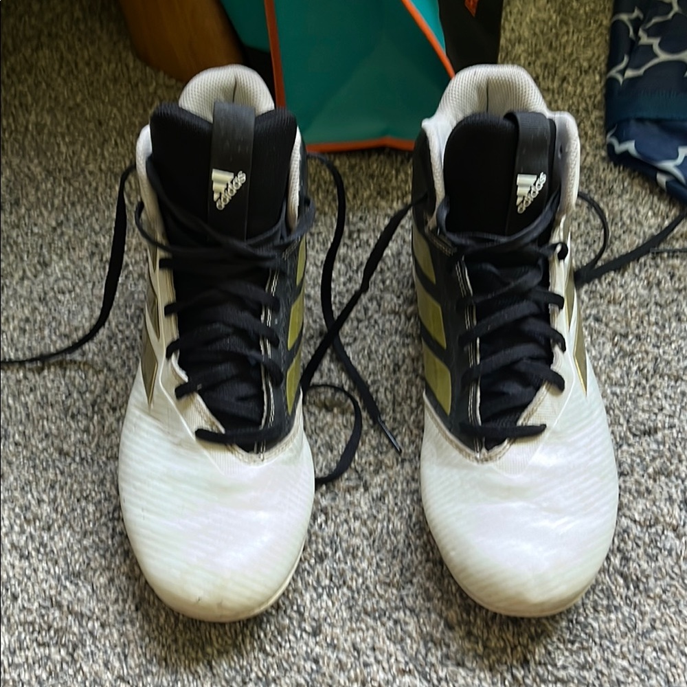 Adidas Black and White High-Top Football Cleats